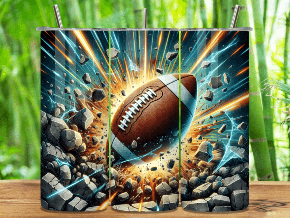 3D Football Rock Tumbler Wrap for Local Business Branding