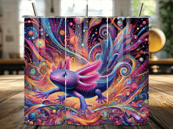 Abstract Neon Galaxy Axolotl Tumbler Review