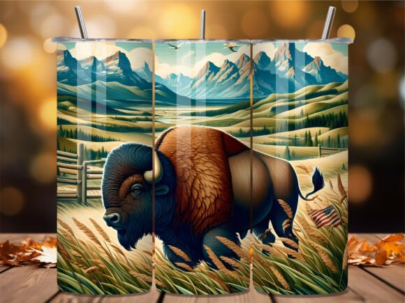 American Bison Mountain Tumbler Wraps for Digital Sellers