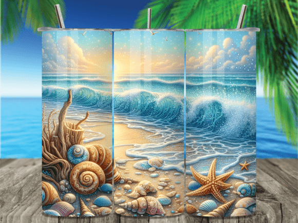 Beach Seashell Ocean Wave Tumbler Wrap: A Versatile Graphic for Handmade Creations