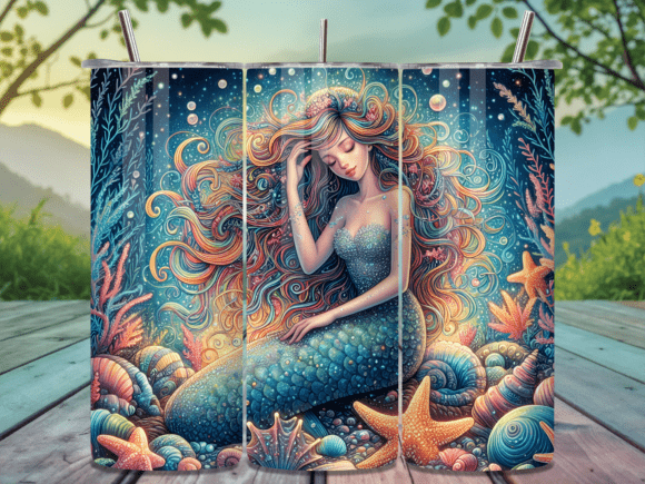Beautiful Mermaid Fantasy Ocean Tumbler Wrap for Marketing Creatives