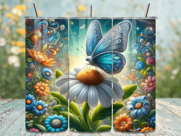 Blue Daisy Butterfly Bloom Tumbler Wrap Review: A Versatile Design Asset for Branding
