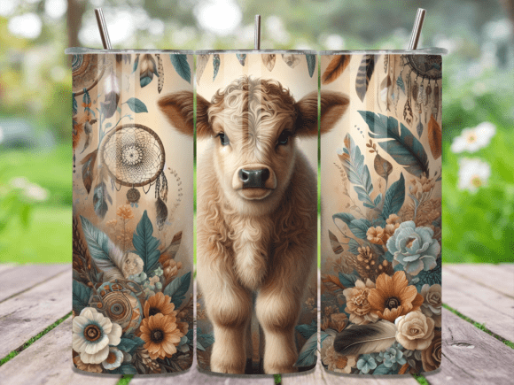 Boho Feather Highland Cow Tumbler Wrap Review