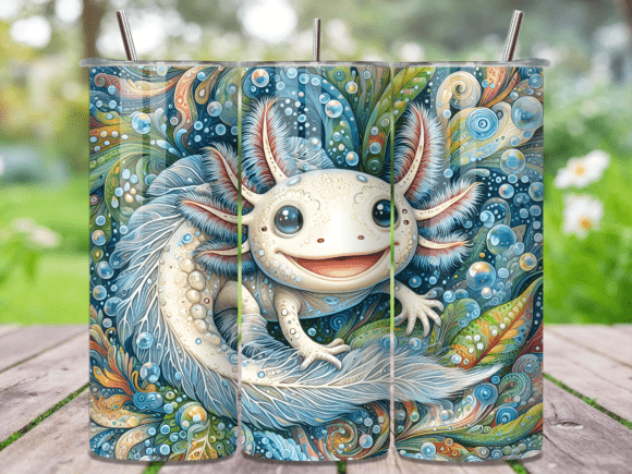 Bubble Fantasy Axolotl Tumbler Wrap: A Playful Design Asset for Creative Projects