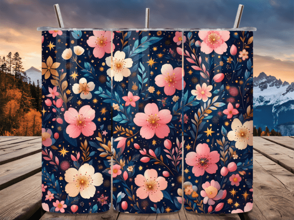 Dark Floral Pink Cherry Blossom Tumbler Wraps: A Review for Digital Sellers