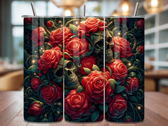 Dark Gothic Red Rose Skull Tumbler Wrap Review for Branding & Marketing