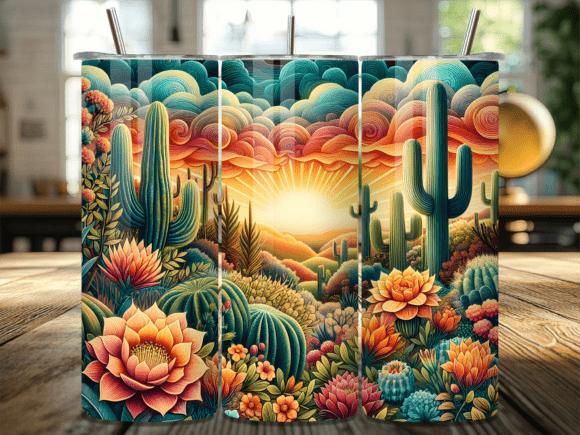 Desert Sunset Landscape Tumbler Wraps: A Warm Visual Statement for Creative Projects