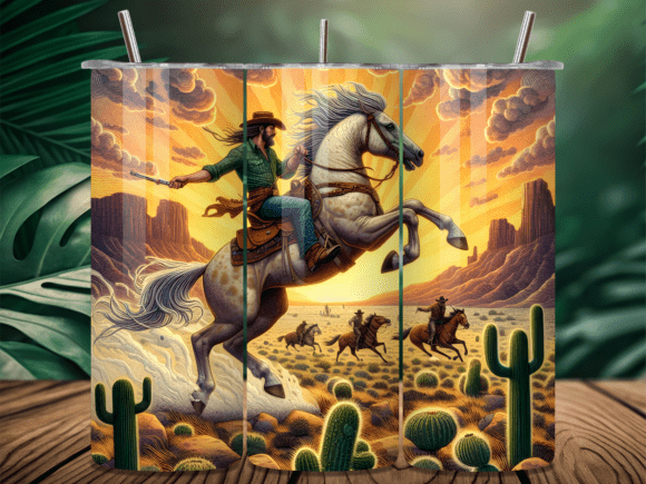 Desert Wild West Bronco Riding Tumbler Wraps: A Niche-Ready Design Asset