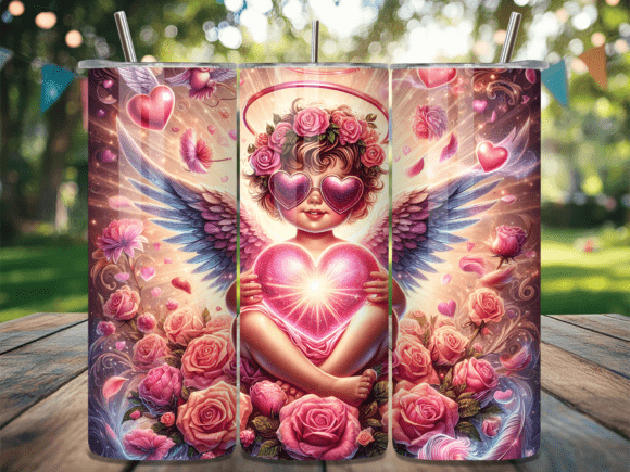 Floral Pink Cupid Bow Tumbler Wraps: A Romantic Design for Local Business Branding