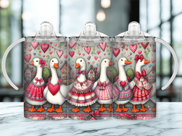 Goose Valentine Sippy Cup Tumbler Wraps for Kid-Friendly Branding