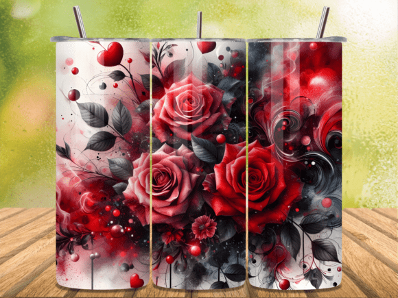 Gothic Red Roses Valentine Tumbler Wrap for Marketing and Branding