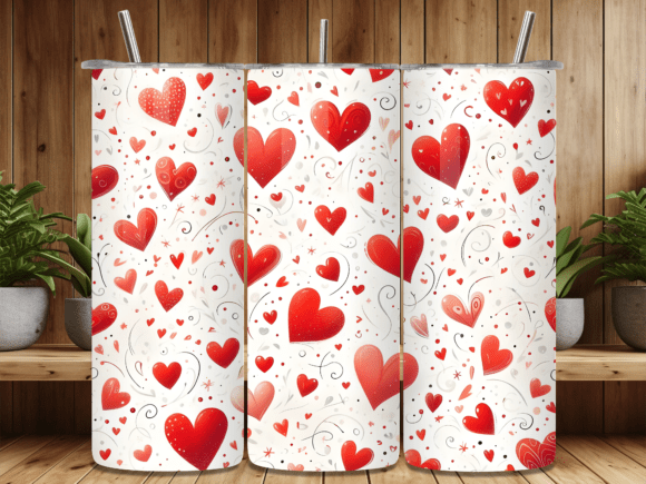 Minimalist Red Love Heart Tumbler Wrap for Modern Branding