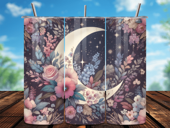 Moon and Flowers Boho Tumbler Wrap PNG Review for Real Crafting Projects