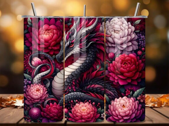 Mythical Floral Red Dragon Tumbler Wrap: A Bold Editorial Asset for Creative Publishers