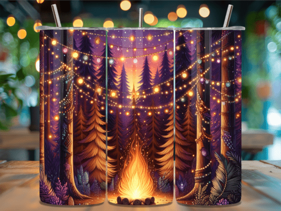 Night Forest Camping Light Tumbler Wrap: A Visual Asset for Content Creators