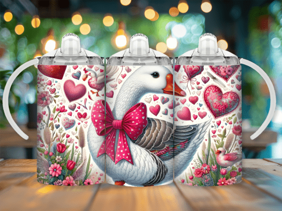 Pink Goose Heart Sippy Cup Kids Tumbler Wrap: A Versatile Graphic Design Asset for Handmade Creations