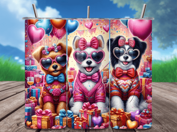 Puppies Glitter Valentine Tumbler Wrap: A Sparkling Design Asset for Themed Campaigns