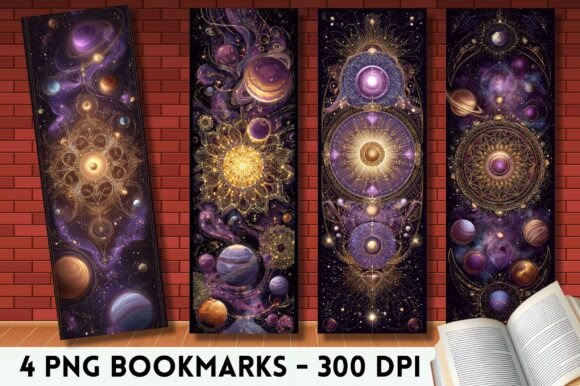 Purple Celestial Galaxy Mandala Bookmark: A Crafts Asset for Modern Branding