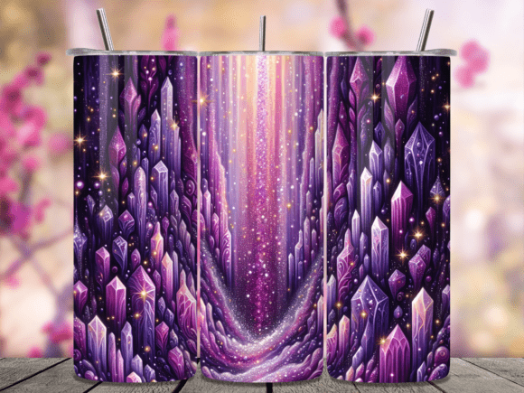 Purple Crystal Amethyst Gem Tumbler Wrap for Branding Elegance