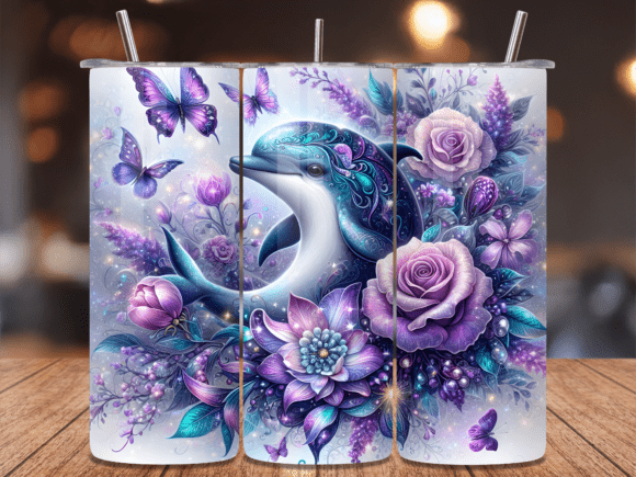 Purple Floral Dolphin Tumbler Wrap PNG Review for Real Projects