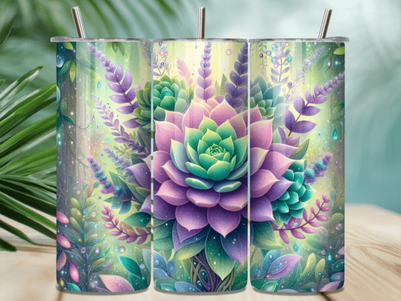Purple Lavender Succulent Tumbler Wrap for Modern Branding