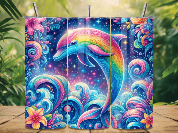 Rainbow Dolphin Sea Tumbler Wrap Design Review for Digital Sellers
