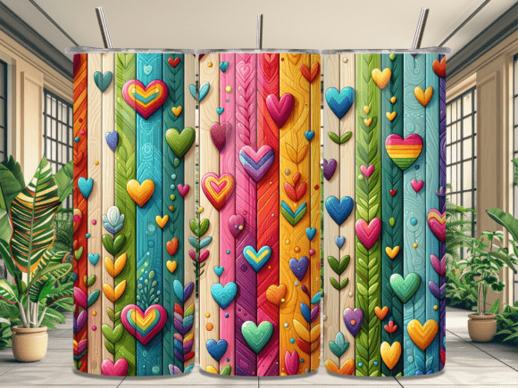 Rainbow Valentine Day Heart Tumbler Wrap: A Versatile Graphic Design Asset for Digital Sellers