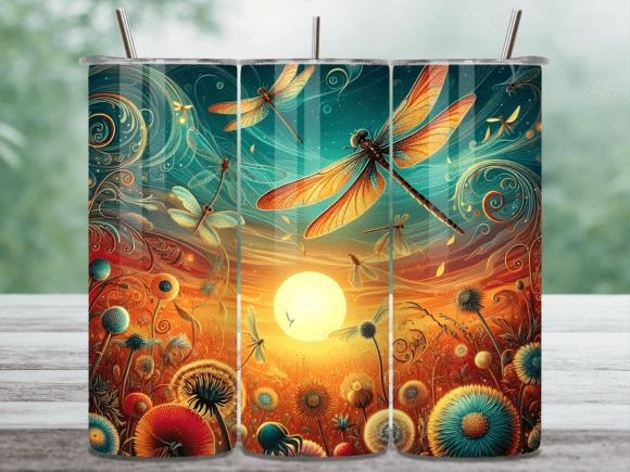 Sunset Garden Dragonfly Tumbler Wrap PNG Review for Real Projects
