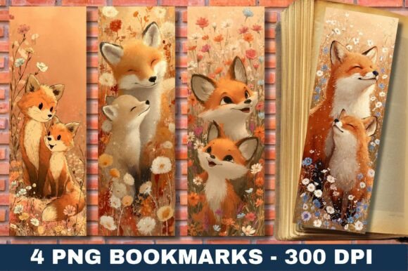 Sweet Fox Mother Baby Floral Bookmarks: A Print Template for Heartfelt Design Projects