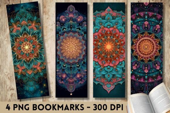 Teal and Pink Floral Mandala Bookmark for Crafts