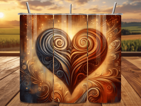Vintage Gold Heart Valentine Tumbler Wrap for Elegant Handmade Projects