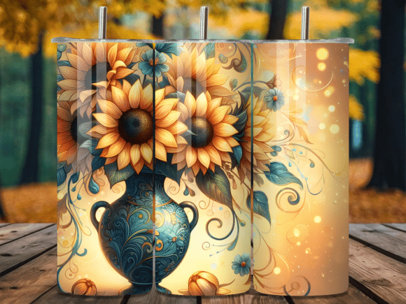 Vintage Sunflower Vase Tumbler Wraps for Handmade Businesses